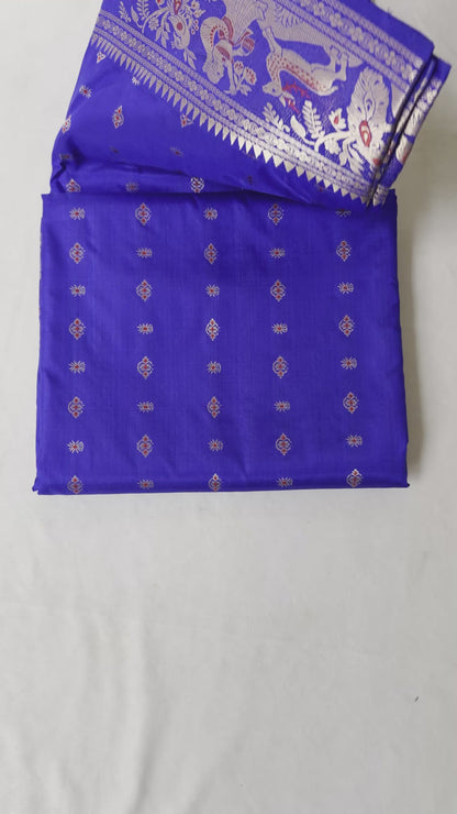 Royal Blue Swarnachari Saree | Bishnupur Handloom Zari