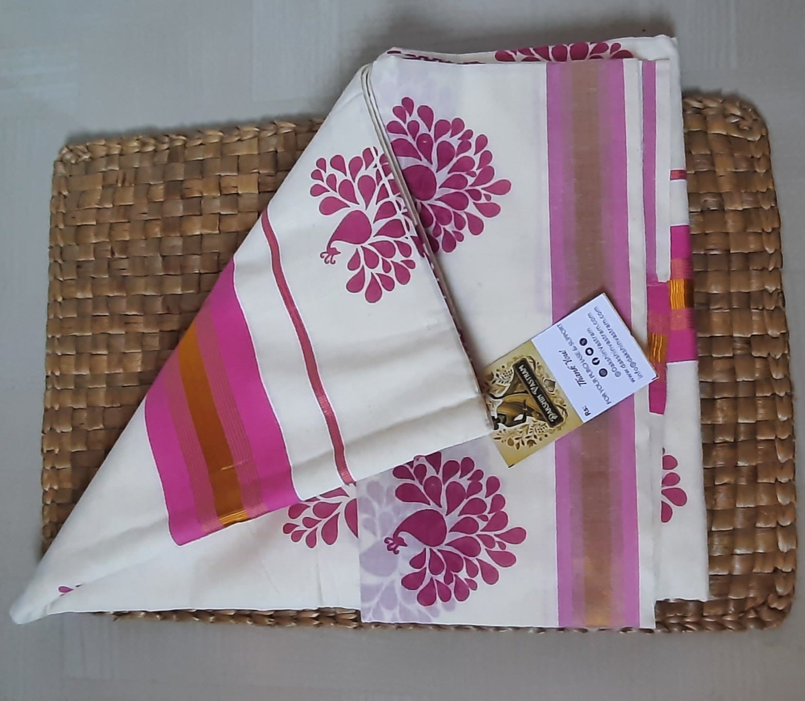 Buy Organic Kasavu Cotton Saree online – Organic Cotton Kasavu Saree full saree view