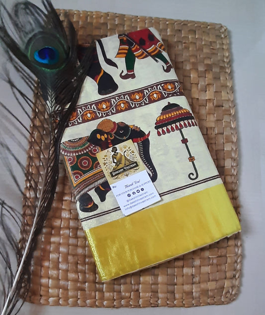 Buy Kasavu Cotton Saree online – Elegant Kasavu Cotton Saree blouse piece