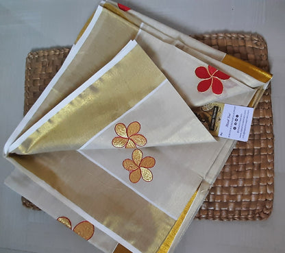 Buy Kasavu Cotton Saree online – 100% Organic Cotton Kasavu Saree full saree view