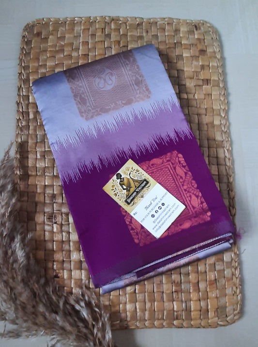 Saree Front View: Front view of Soft Art Silk Saree, showcasing its smooth drape and luxurious fabric.