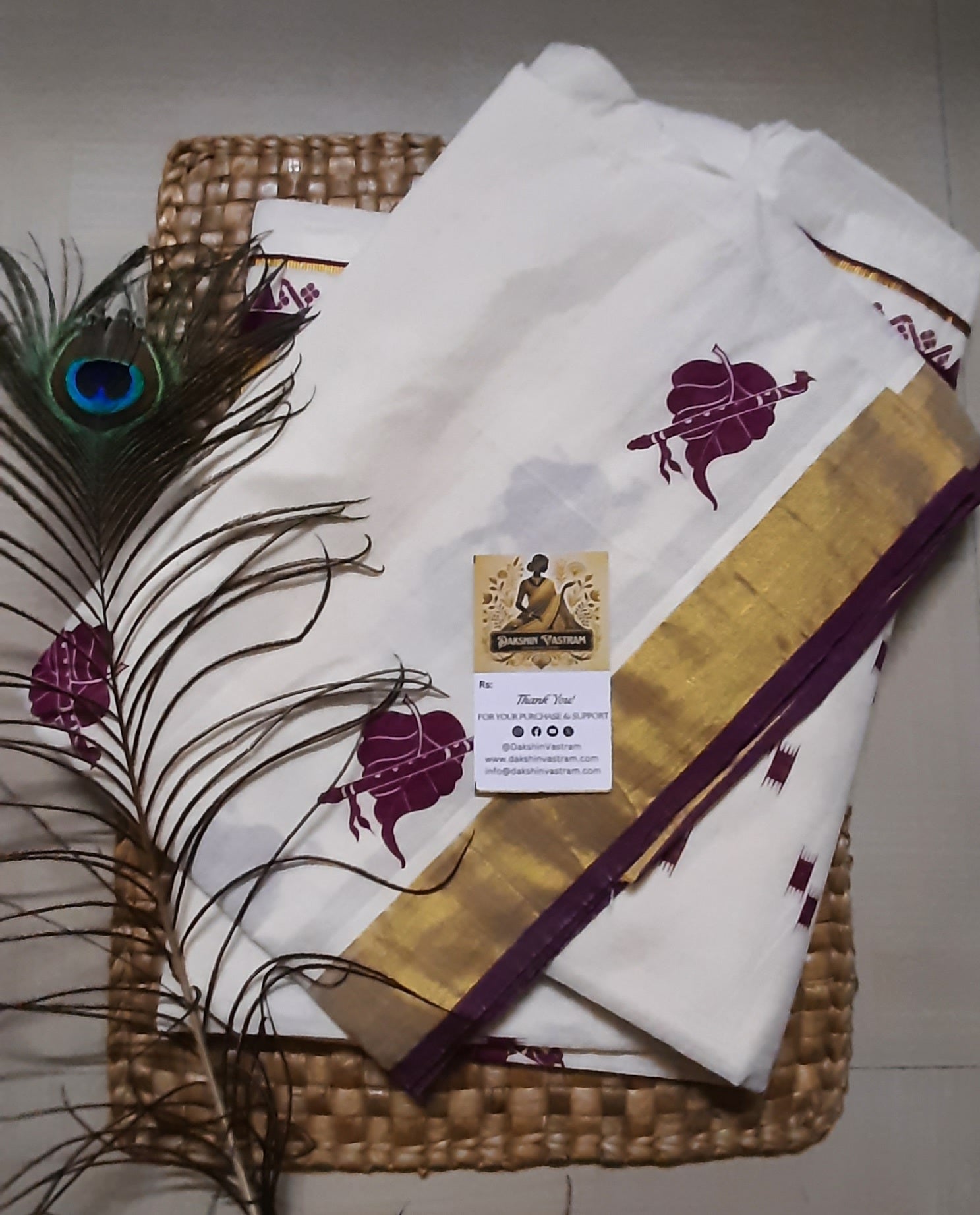 Buy Organic Kasavu Saree online – Organic Cotton Kasavu Saree side view