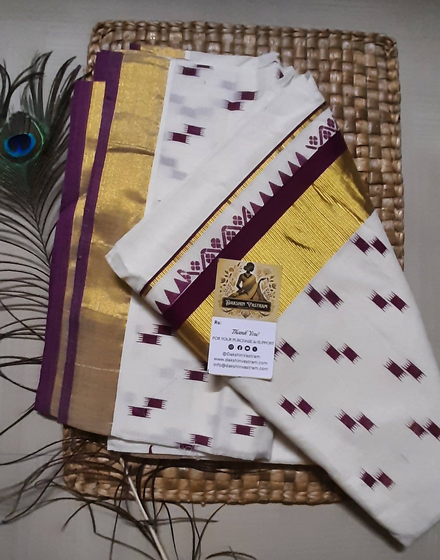 Buy Organic Kasavu Saree online – Organic Cotton Kasavu Saree rear view