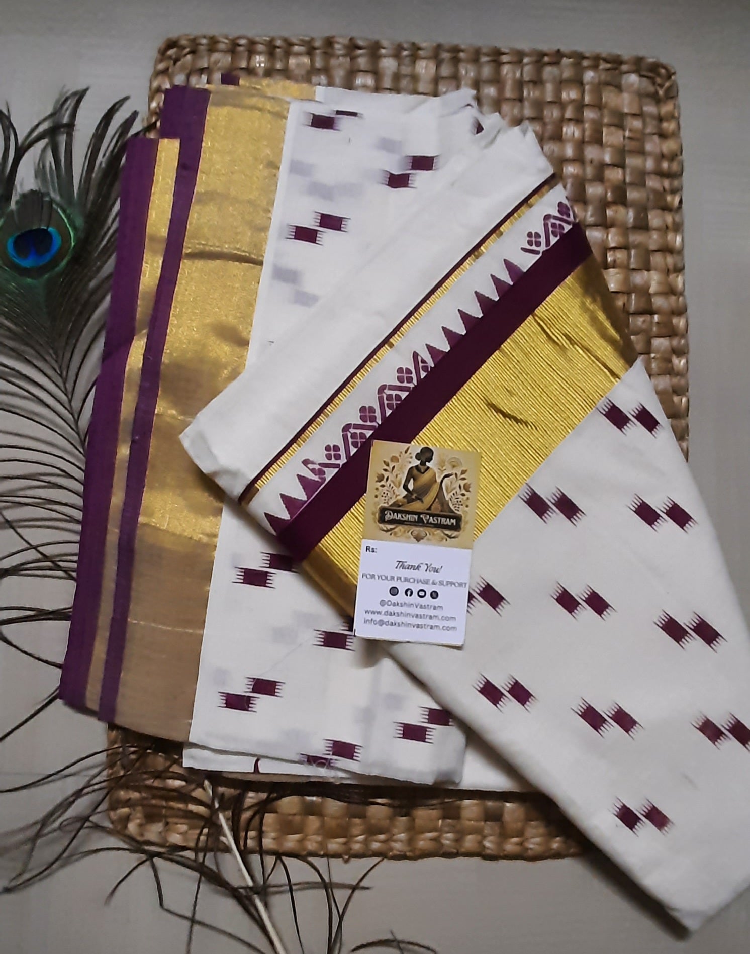 Buy Organic Kasavu Saree online – Organic Cotton Kasavu Saree rear view