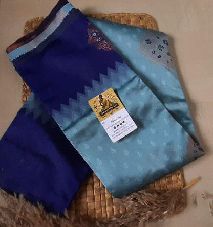 Side view of Soft Art Silk Saree with a graceful fall and beautiful sheen.