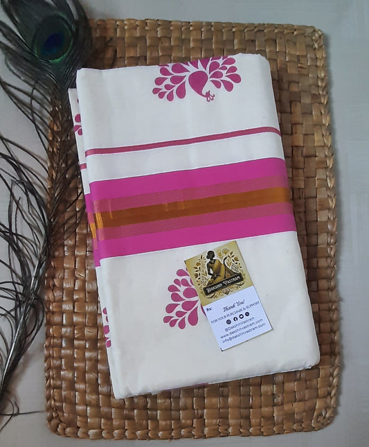 Buy Organic Kasavu Cotton Saree online – Organic Cotton Kasavu Saree front view