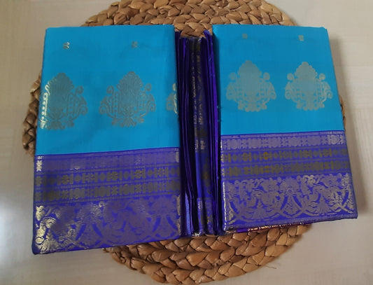 Saree side view: Side profile of Soft Semi Silk Saree with elegant and graceful draping.