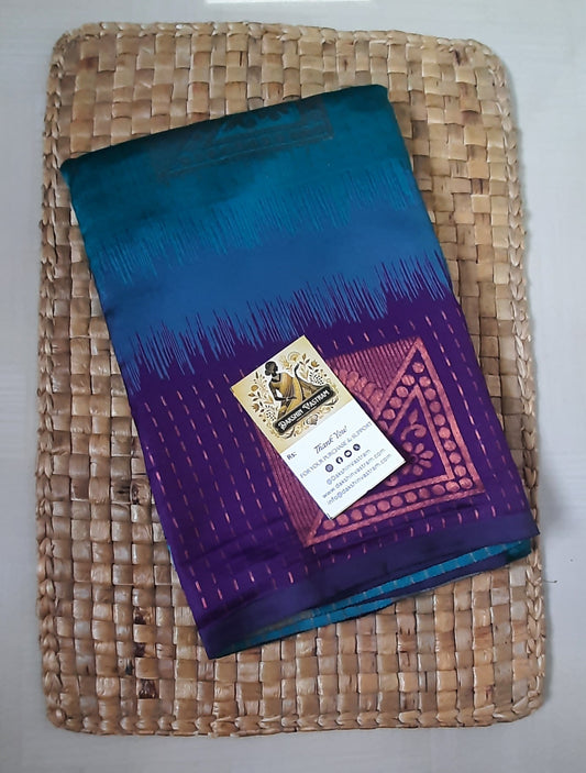 Saree Front View: Soft Art Silk Saree front view, showcasing its elegant drape and smooth, soft texture.