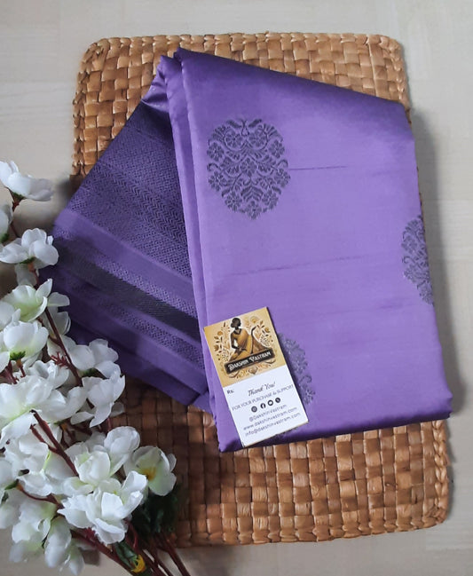 Saree Side View: Side profile of the Mou Silk Saree draping elegantly with luxurious sheen.