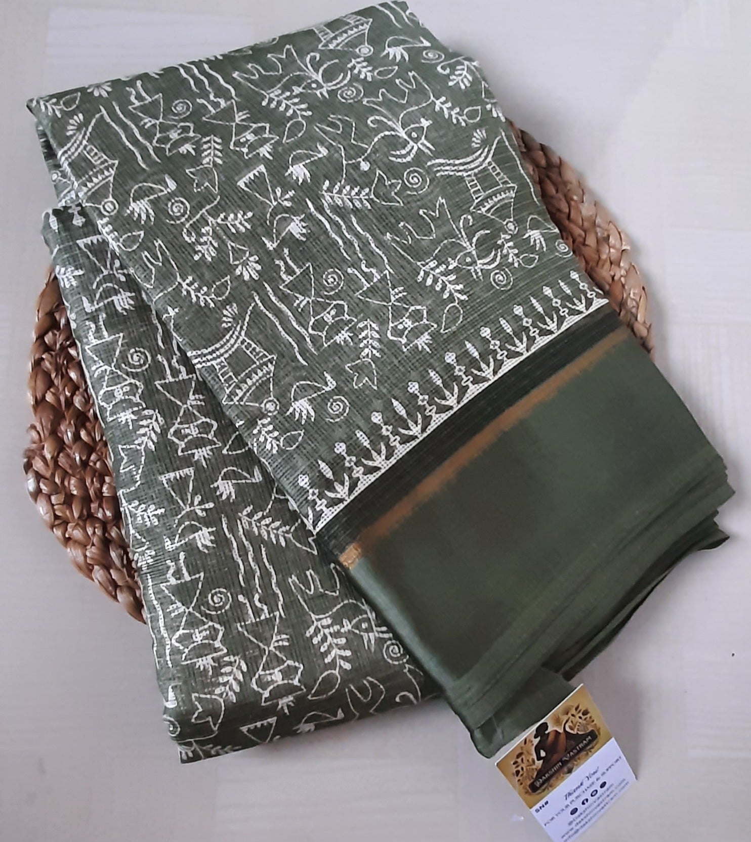 Buy South Indian Saree online – Crochet Linen Saree side view