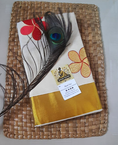 Buy Kasavu Cotton Saree online – 100% Organic Cotton Kasavu Saree front view