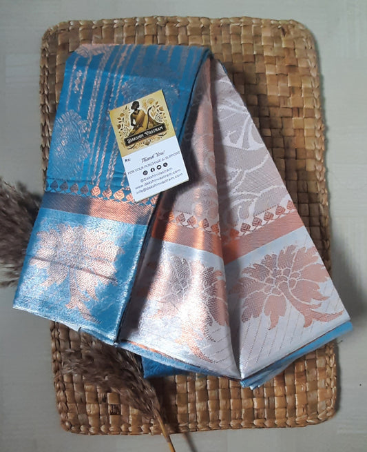 Saree Side View: Side view highlighting the luxurious fall and intricate fabric weave of the Soft Art Silk Saree.