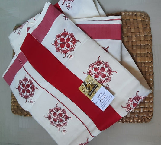 Buy Kasavu Cotton Saree online – 100% Organic Cotton Kasavu Saree front view