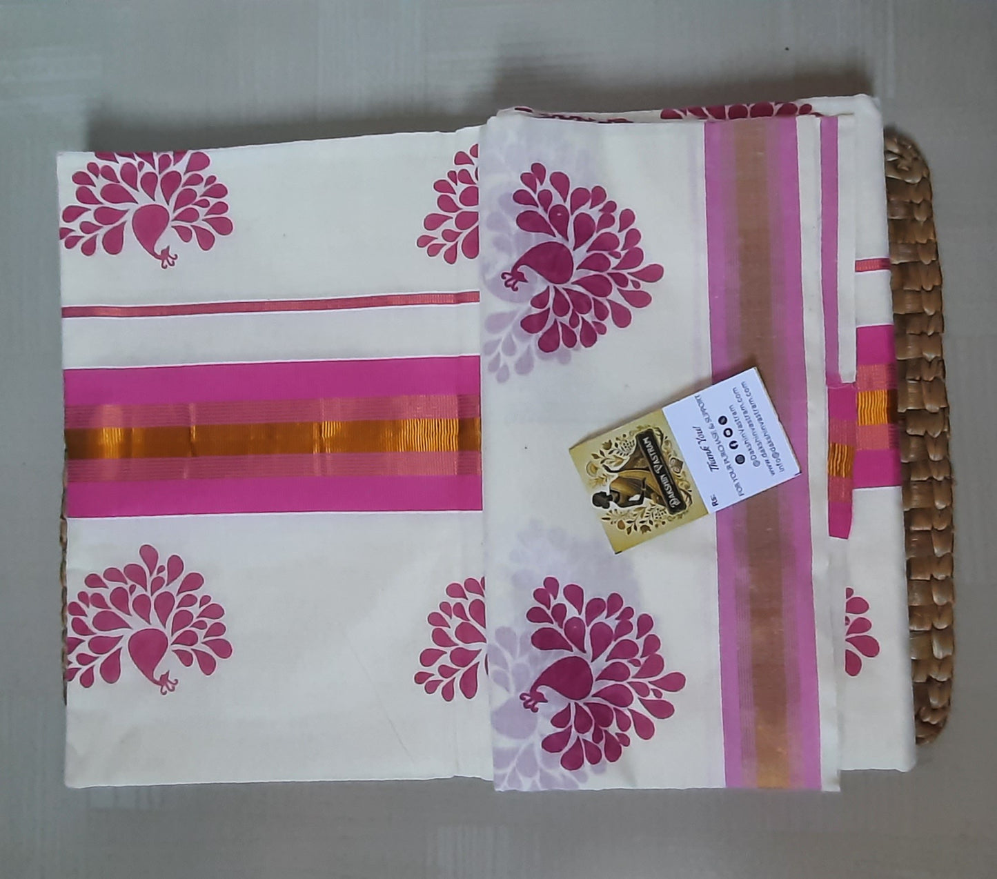 Buy Organic Kasavu Cotton Saree online – Organic Cotton Kasavu Saree rear view